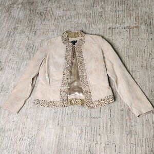 Bagatelle Women's Open Front Tan Brown Leather jacket, Size M